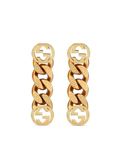 gucci gold earring|gucci interlocking earrings gold.